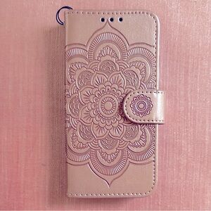 Apple iphone8 case~Pink Vegan Leatherette~Magnetic Closure~Slots for cards & ID